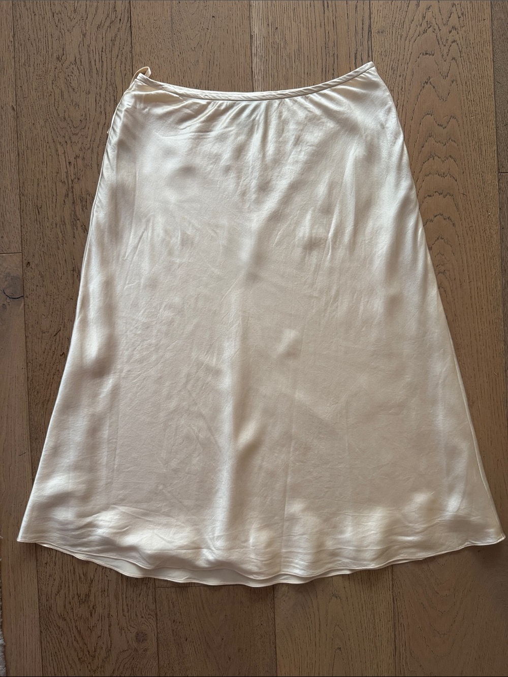 Lauren Ralph Lauren cream ivory smooth silk midi slip skirt